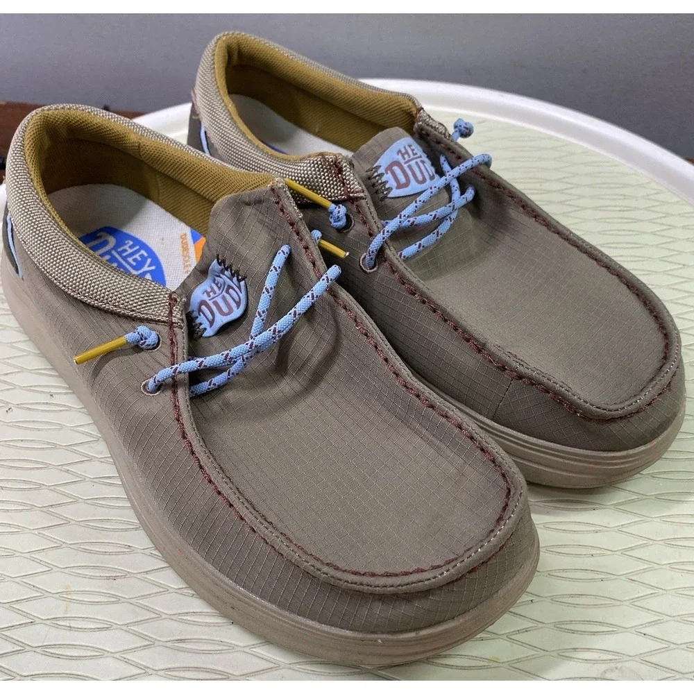 Hey Dude Mens Wally Comfy Hype Casual Shoes‎ Comfort Loafers Walnut Color 8